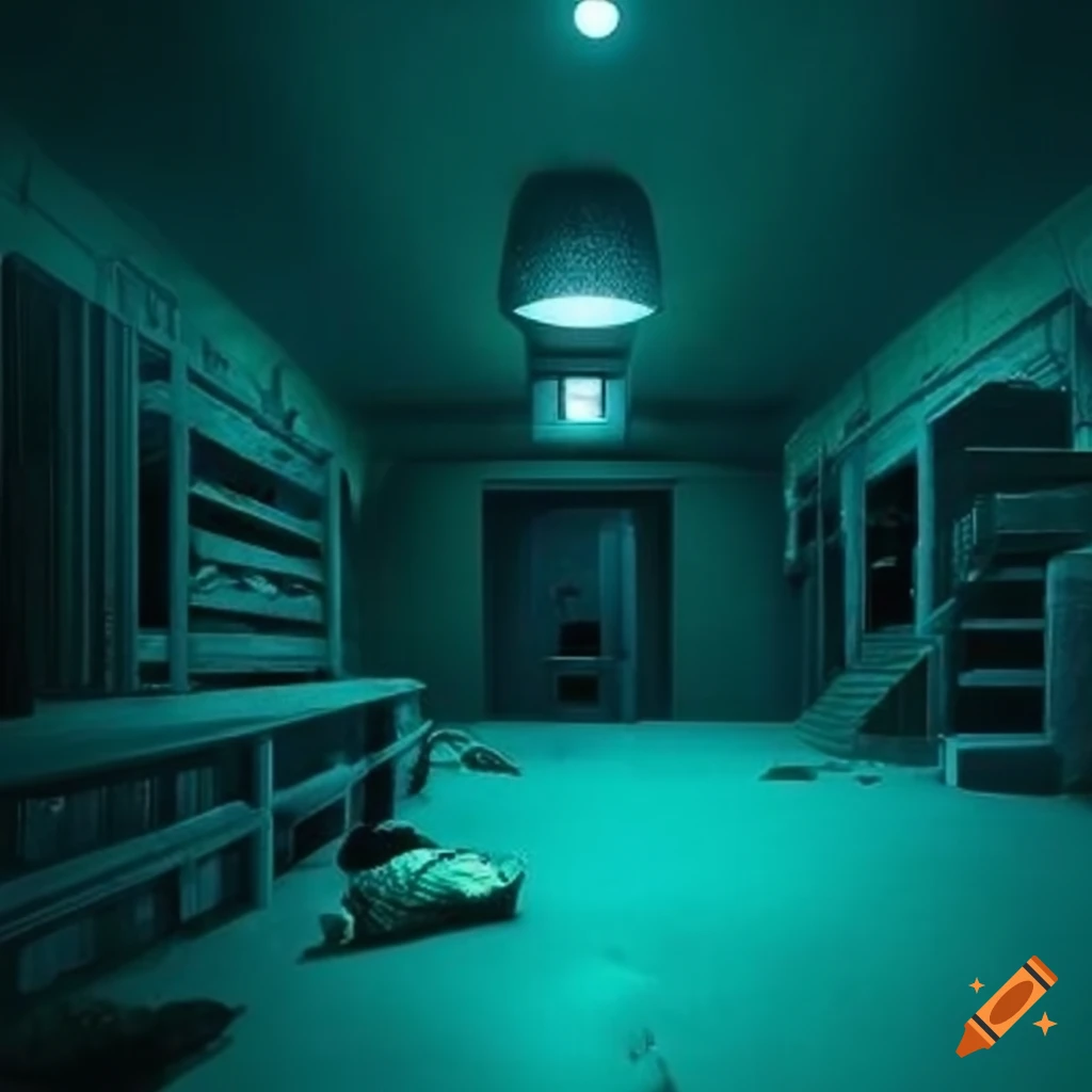 cyberpunk-style lit basement