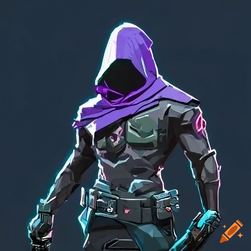 Full-body image of a cosmic masked warlock from valorant