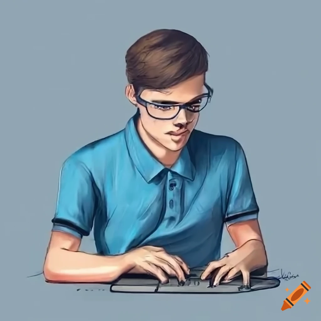 Hacker typing on a keyboard on craiyon