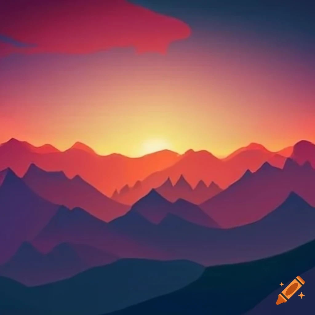 sunset landscape with beautiful mountains