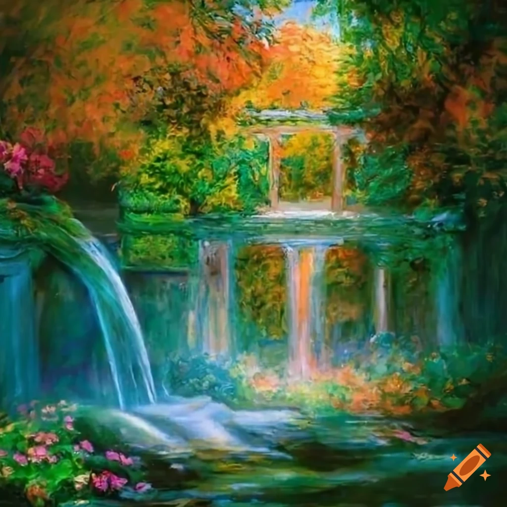 Monet's Victorian garden balcony painting