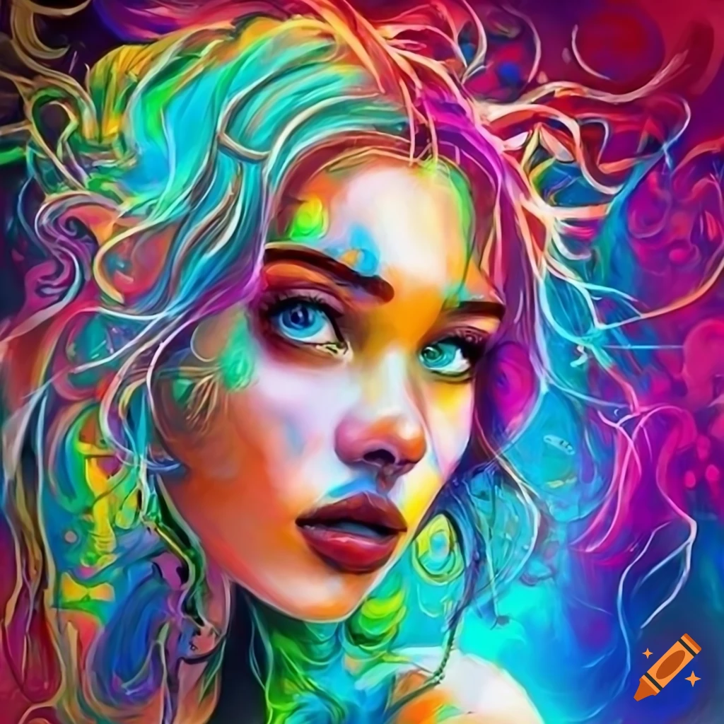 Colorful abstract portrait of a girl on Craiyon