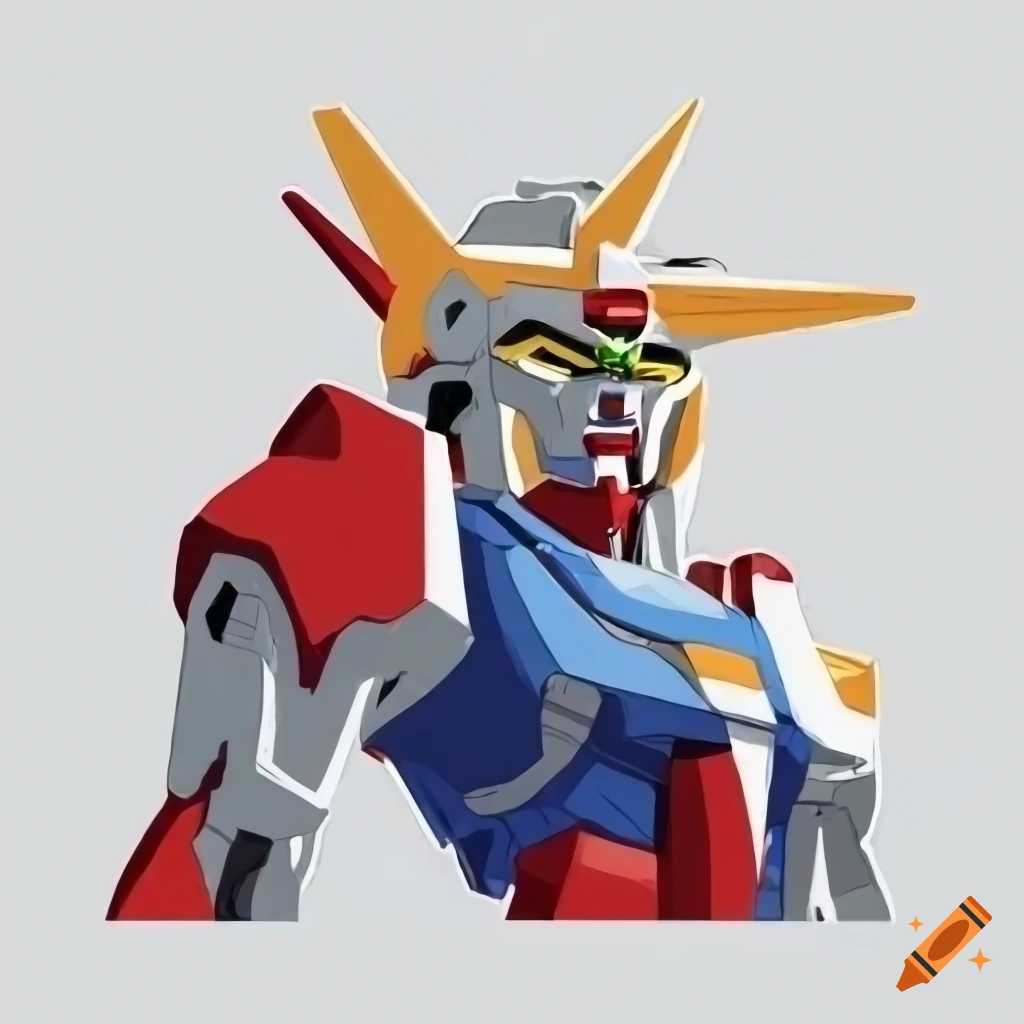 Detailed vector sticker of gundam on white background on Craiyon