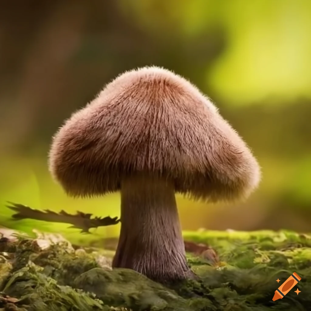 close-up of a furry mushroom
