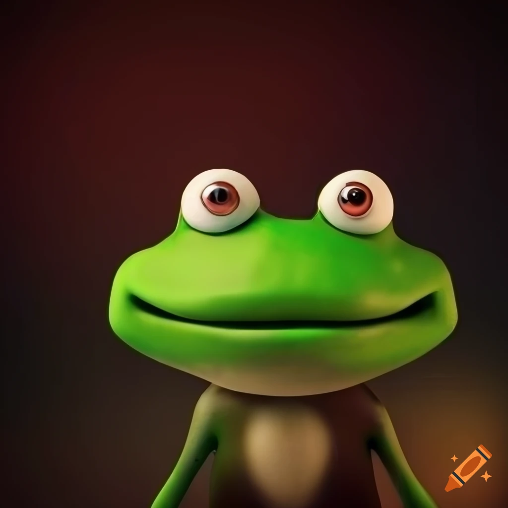 Pixar-style smiling frog artwork on Craiyon