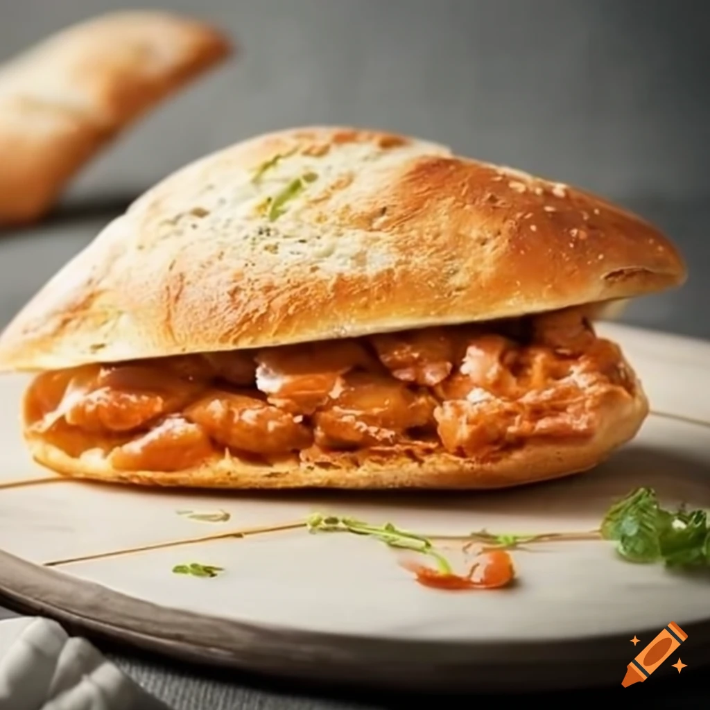 delicious butter chicken ciabatta sandwich