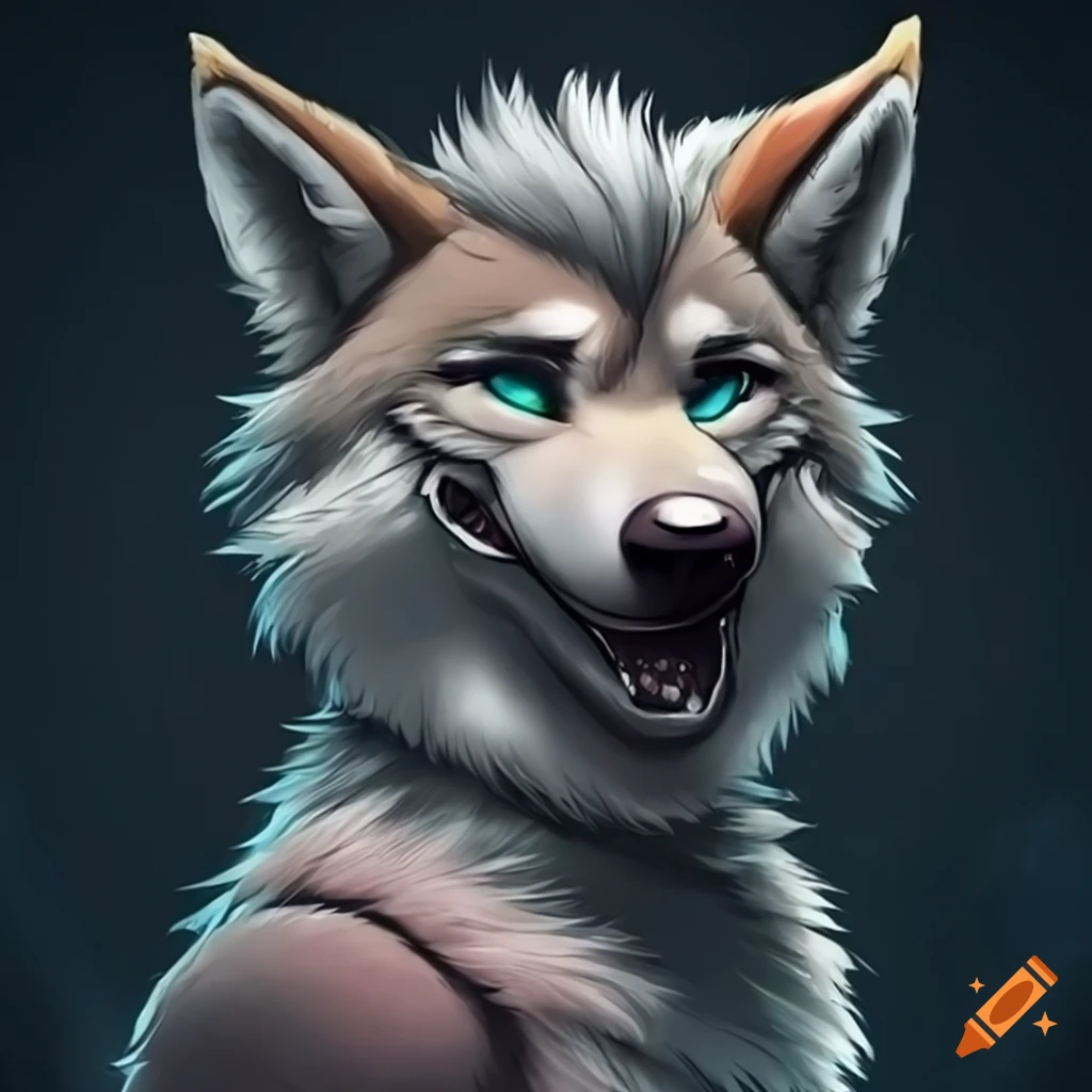 Artistic depiction of a furry wolf