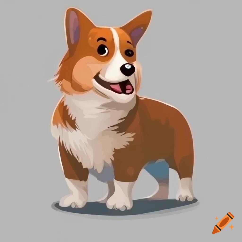 cartoon clipart of a corgi dog