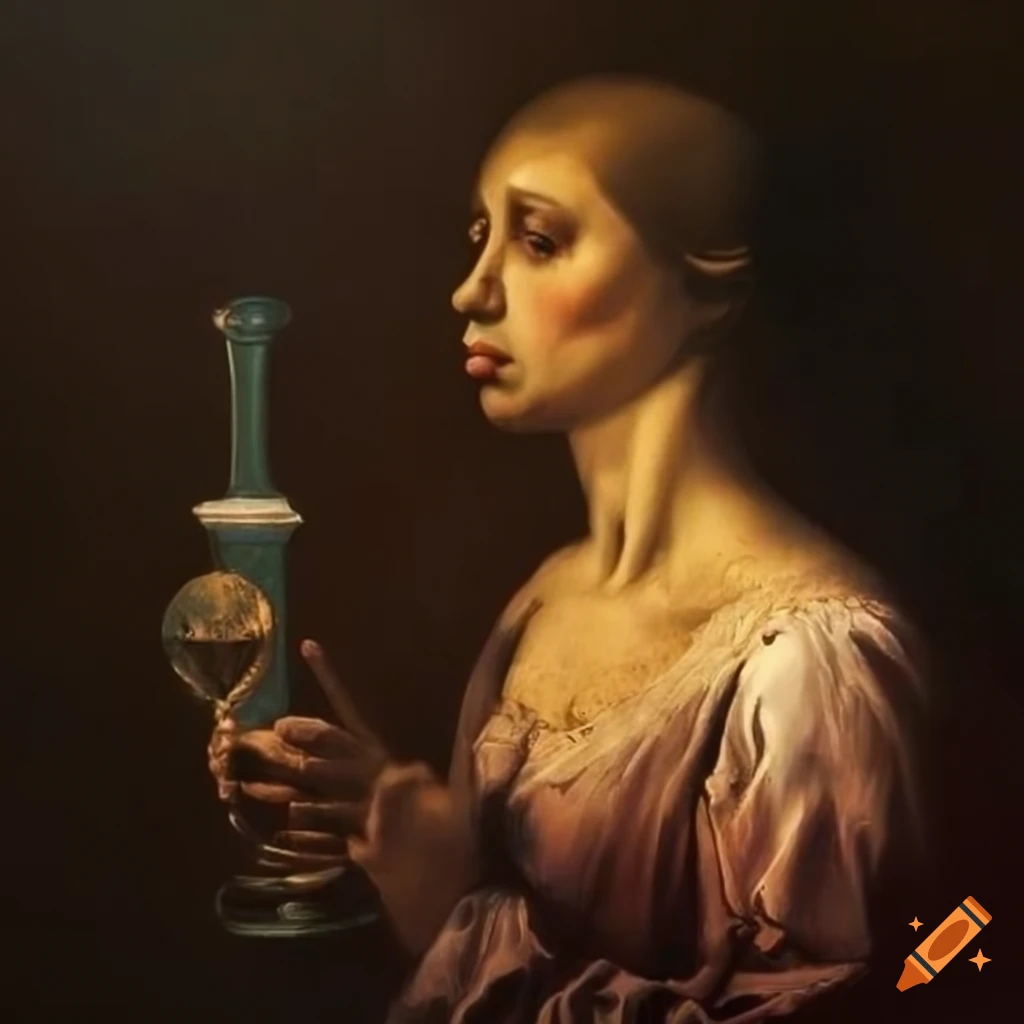 Chiaroscuro painting of a bong on Craiyon