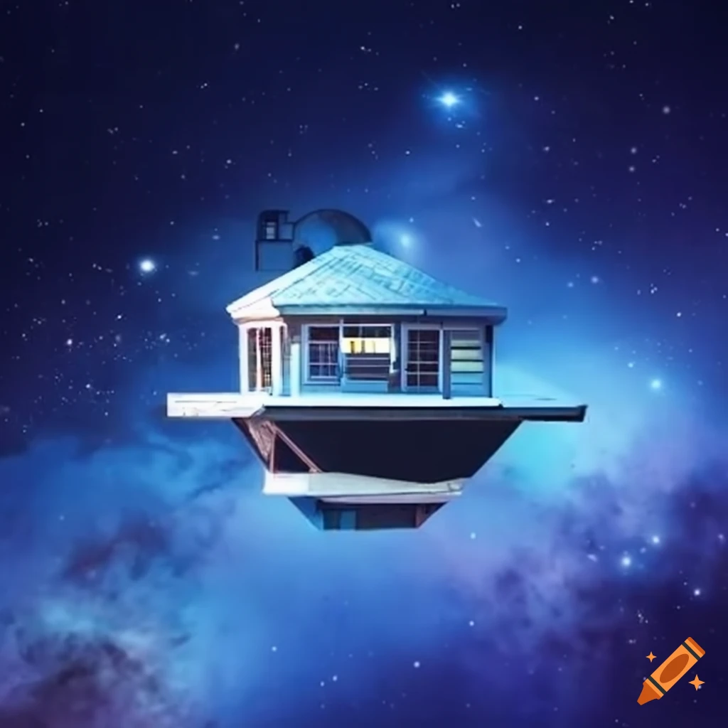 Floating house in outer space on Craiyon