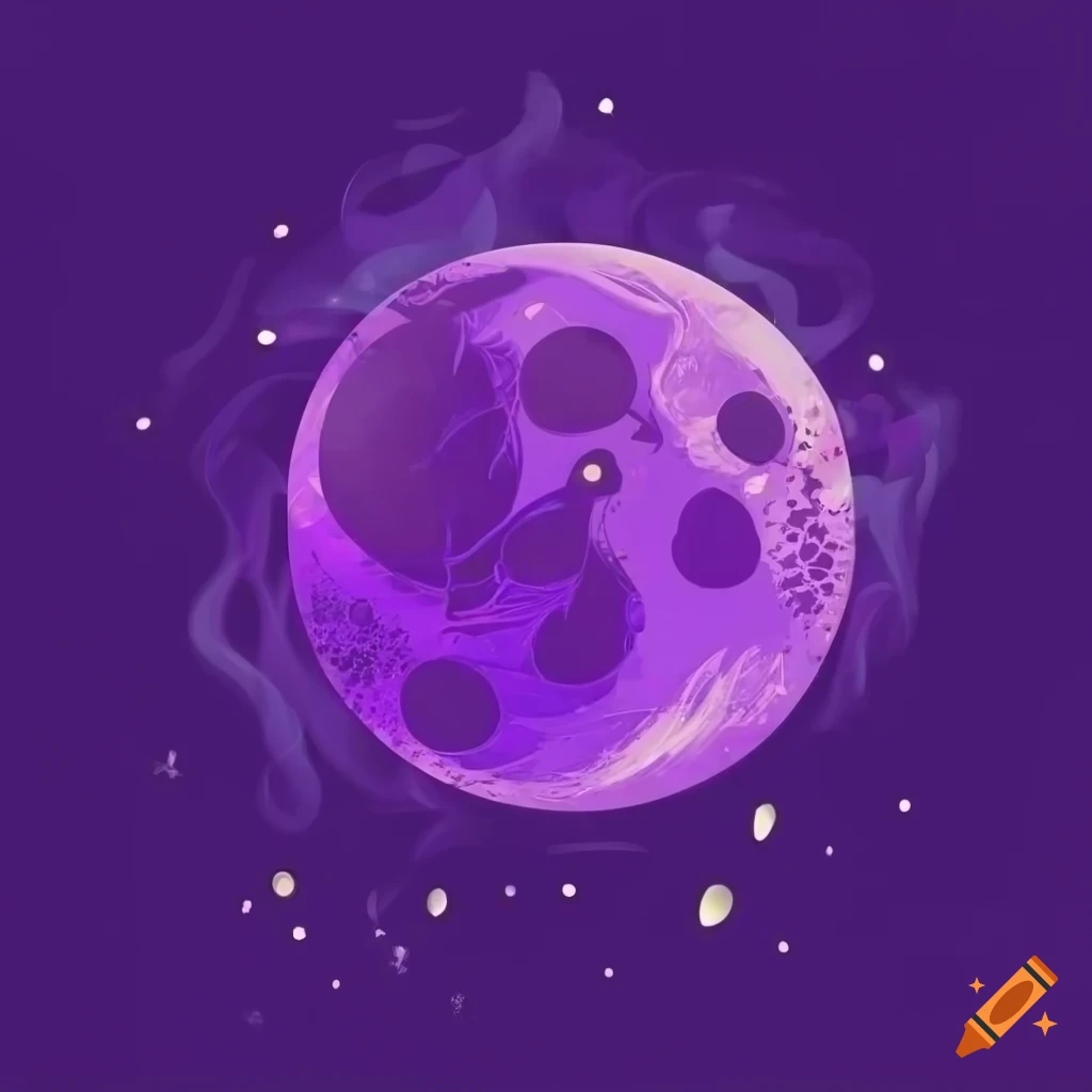 Dark purple background with a purple full moon and a floating lavender ...