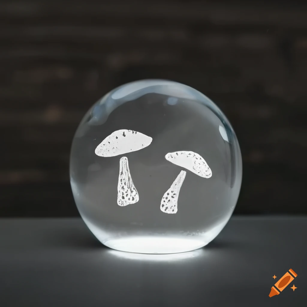 glass art of a mushroom on a ball
