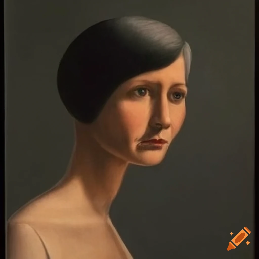 Portrait painting of a woman with dark grey hair on Craiyon