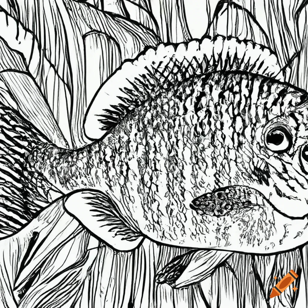 Line drawing of a pumpkinseed sunfish