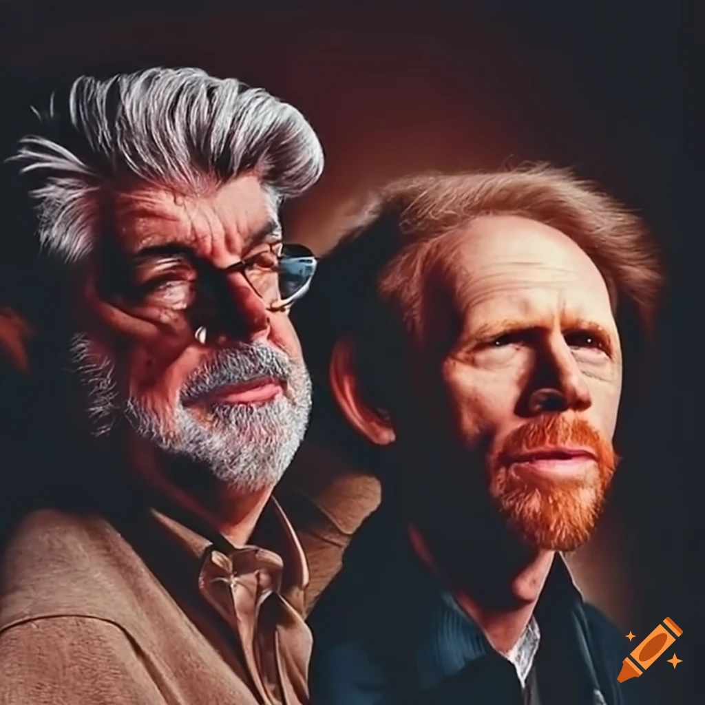 lucas and ron howard drinking root beer in an old sports car on