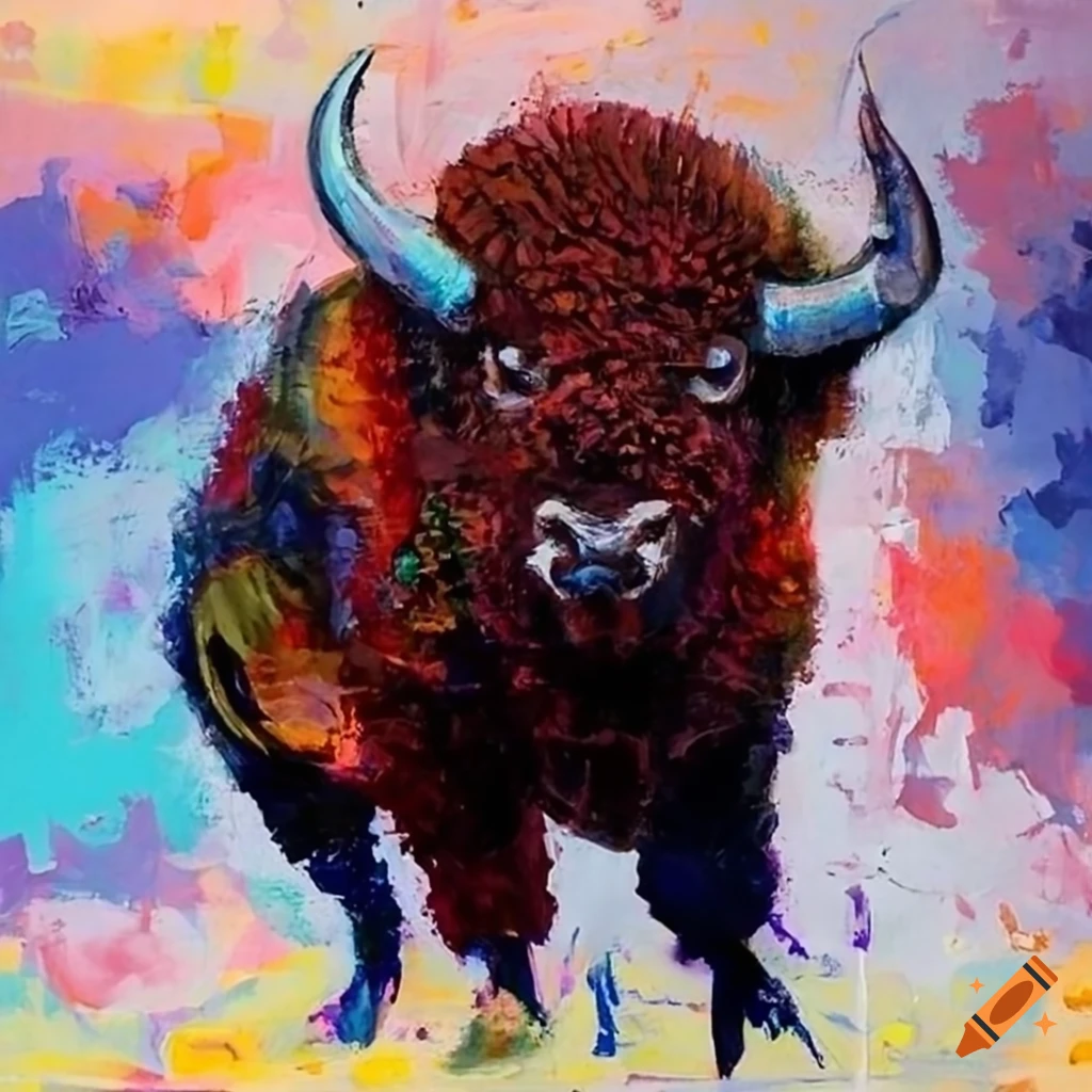 abstract painting of a bison