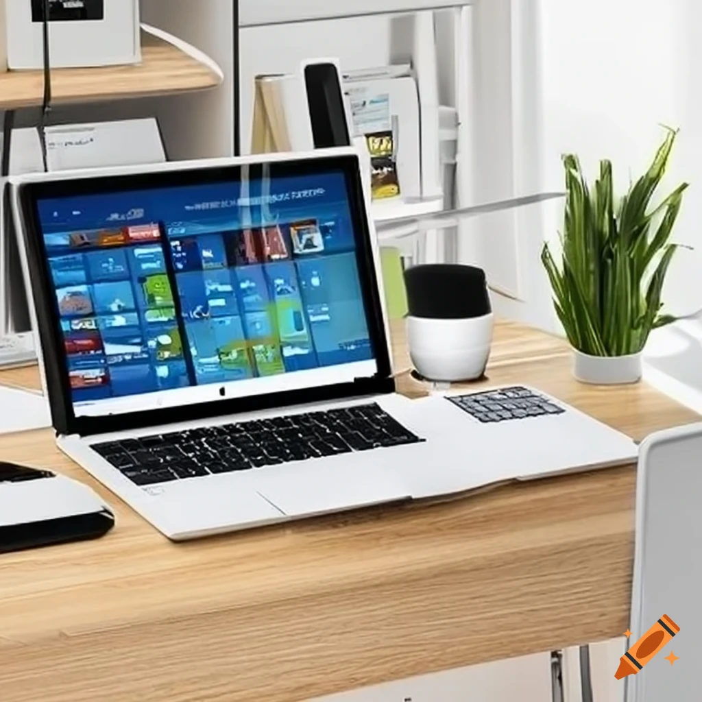 Desktop computer on a desk on craiyon