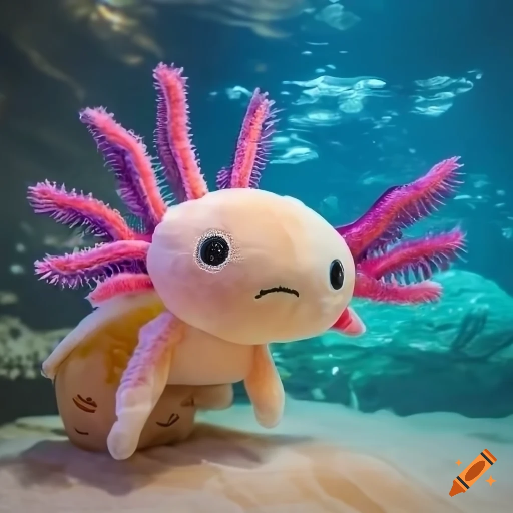 cute-plush-axolotl-swimming-underwater