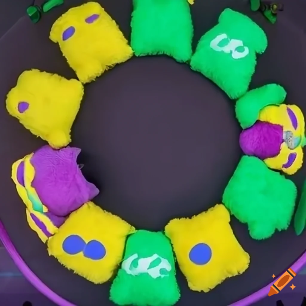 dump-basket filled with yellow stuffed bears in a toy store