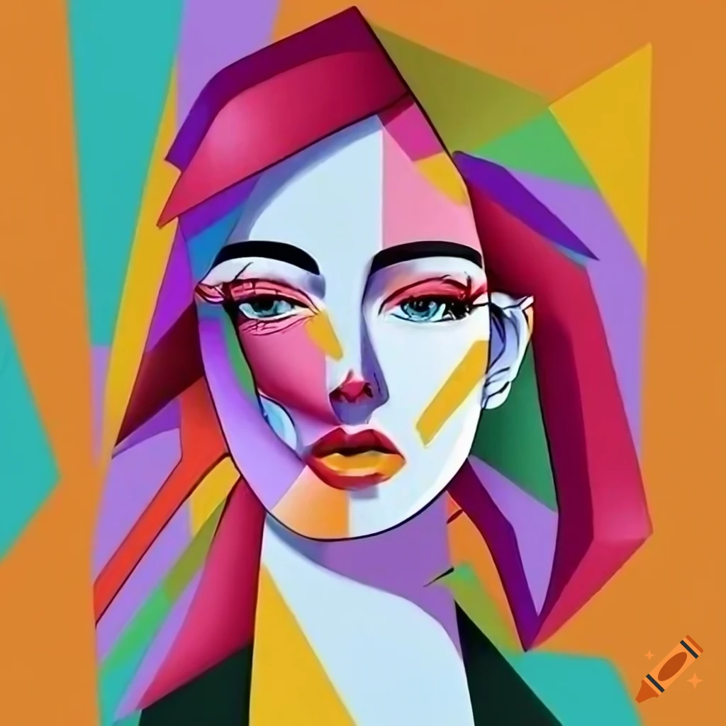 Cubist portrait of a young woman