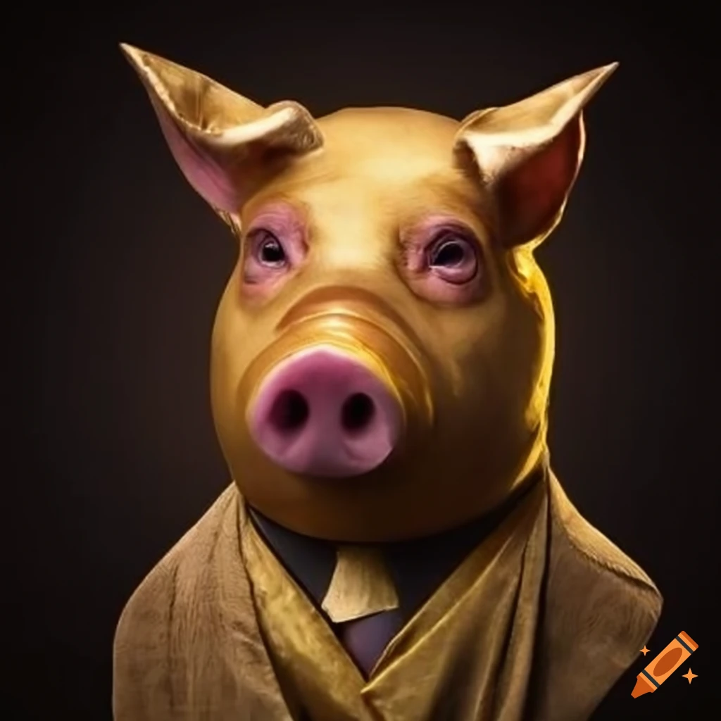 luxurious golden outfit for a pig