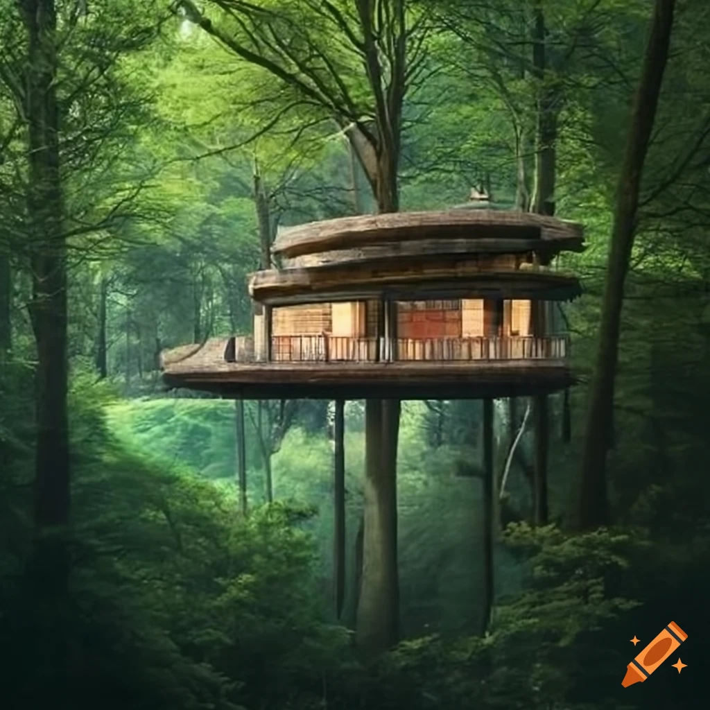 Library In The Treetops Of A Woodland Area On Craiyon