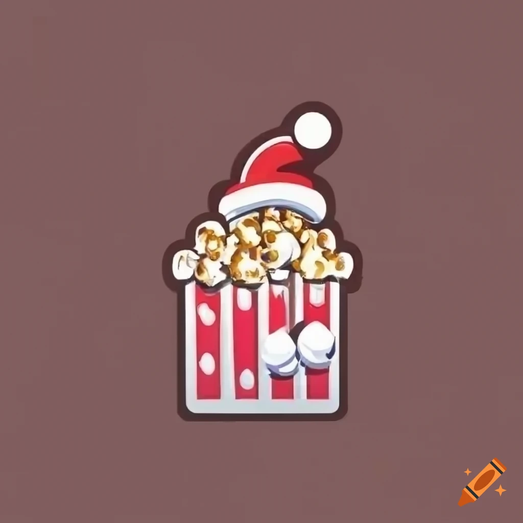 Christmas-themed popcorn logo