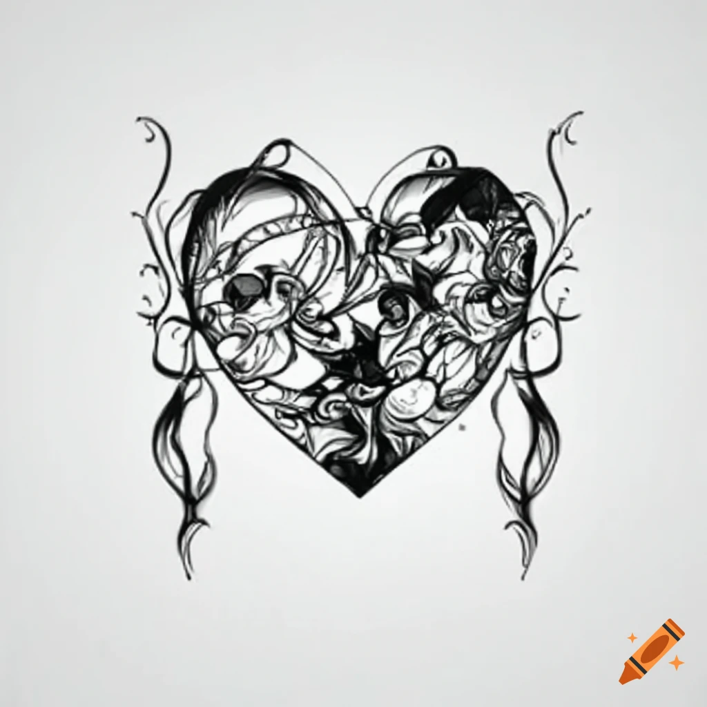 Black and White Anatomical Heart Line Design Cartoon - Snake Vinyl Dec –  Shinobi Stickers