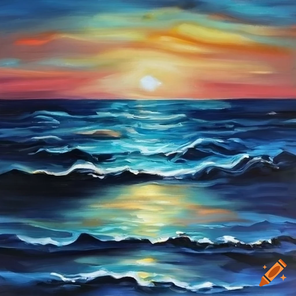 oil painting of the ocean