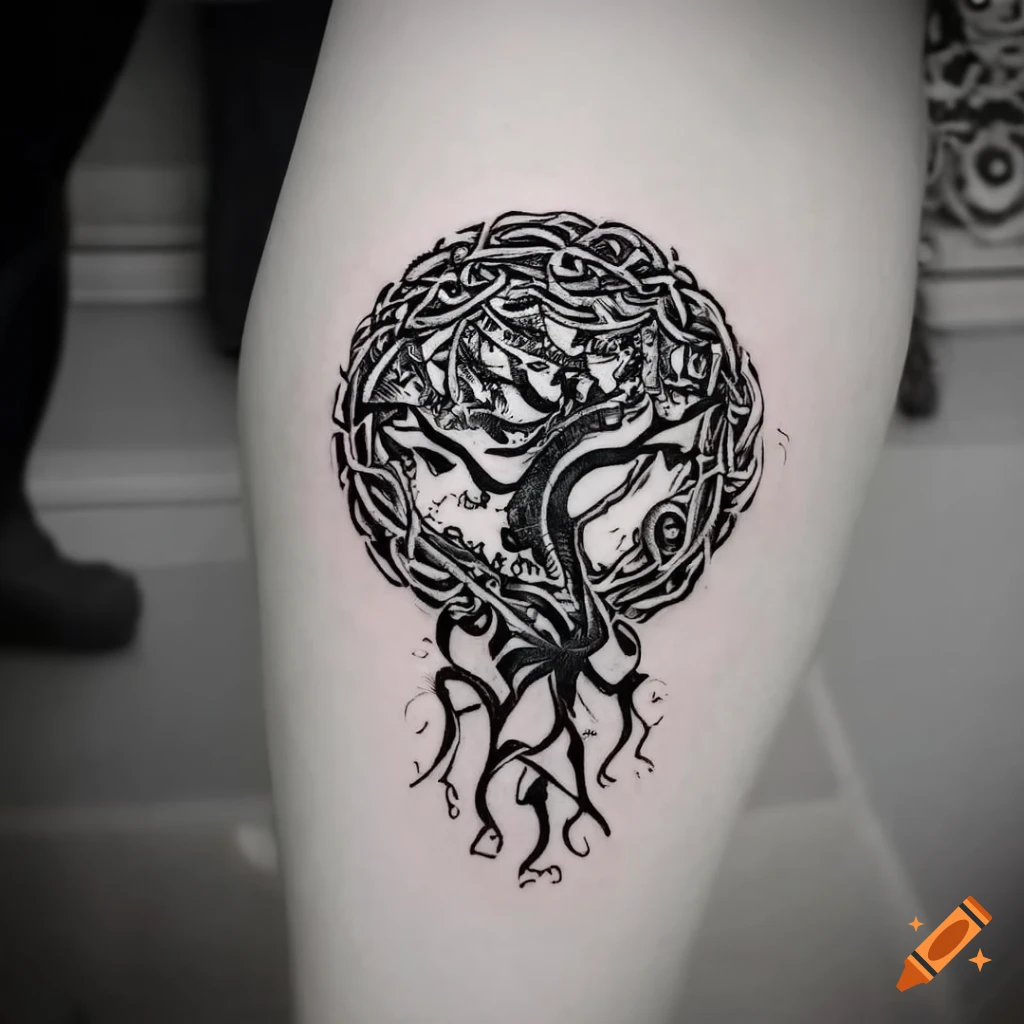 Forearm tattoo of the tree of life with the name 