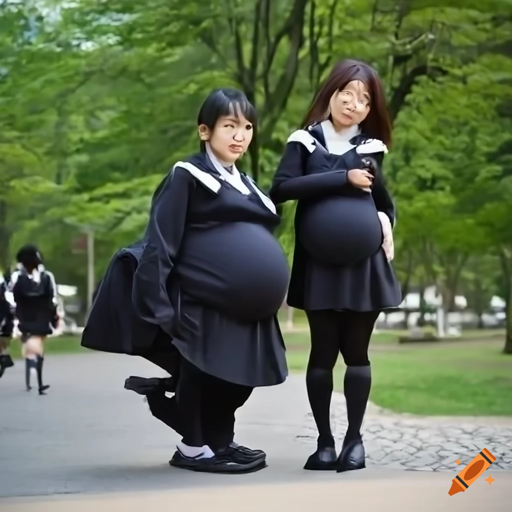 Candid Heavily Pregnant Japanese Girl Pendulous Belly Giant Pregnant Belly Looking Away 