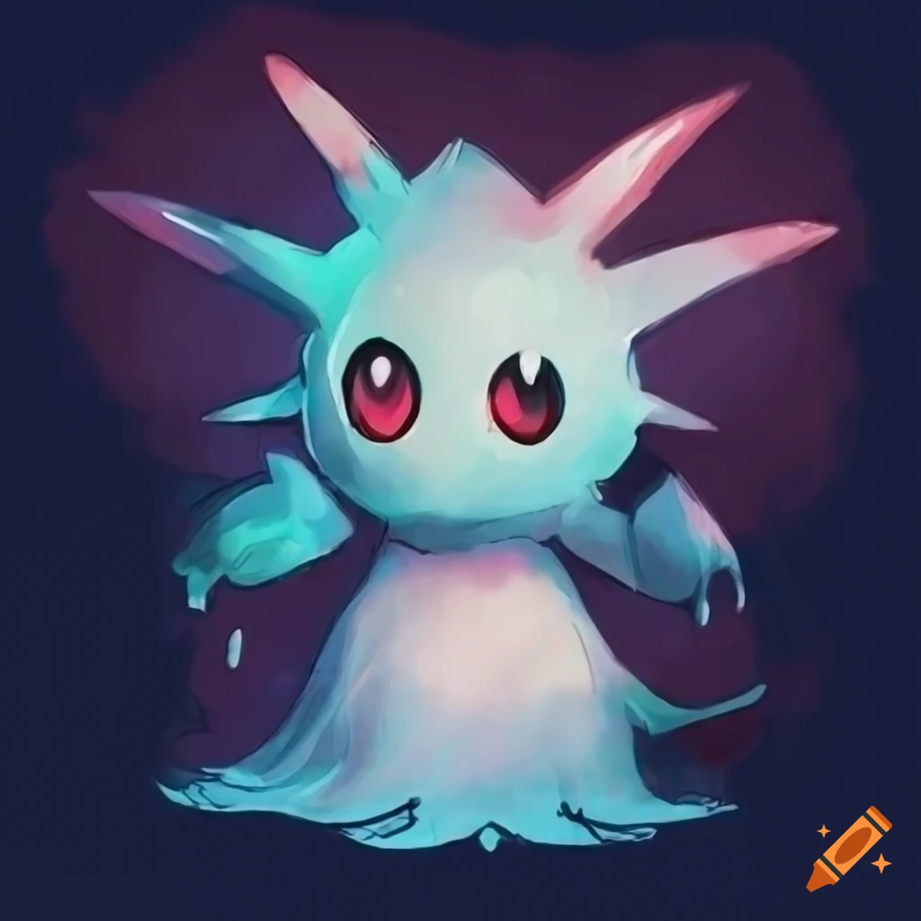 Retro-inspired artwork of a ghost-like pokemon