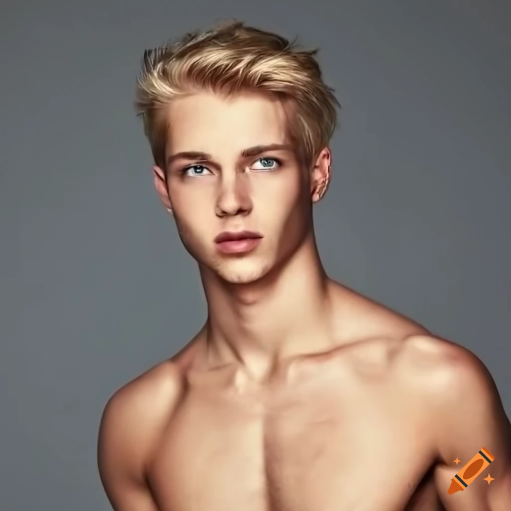 photorealistic depiction of a muscular blonde man