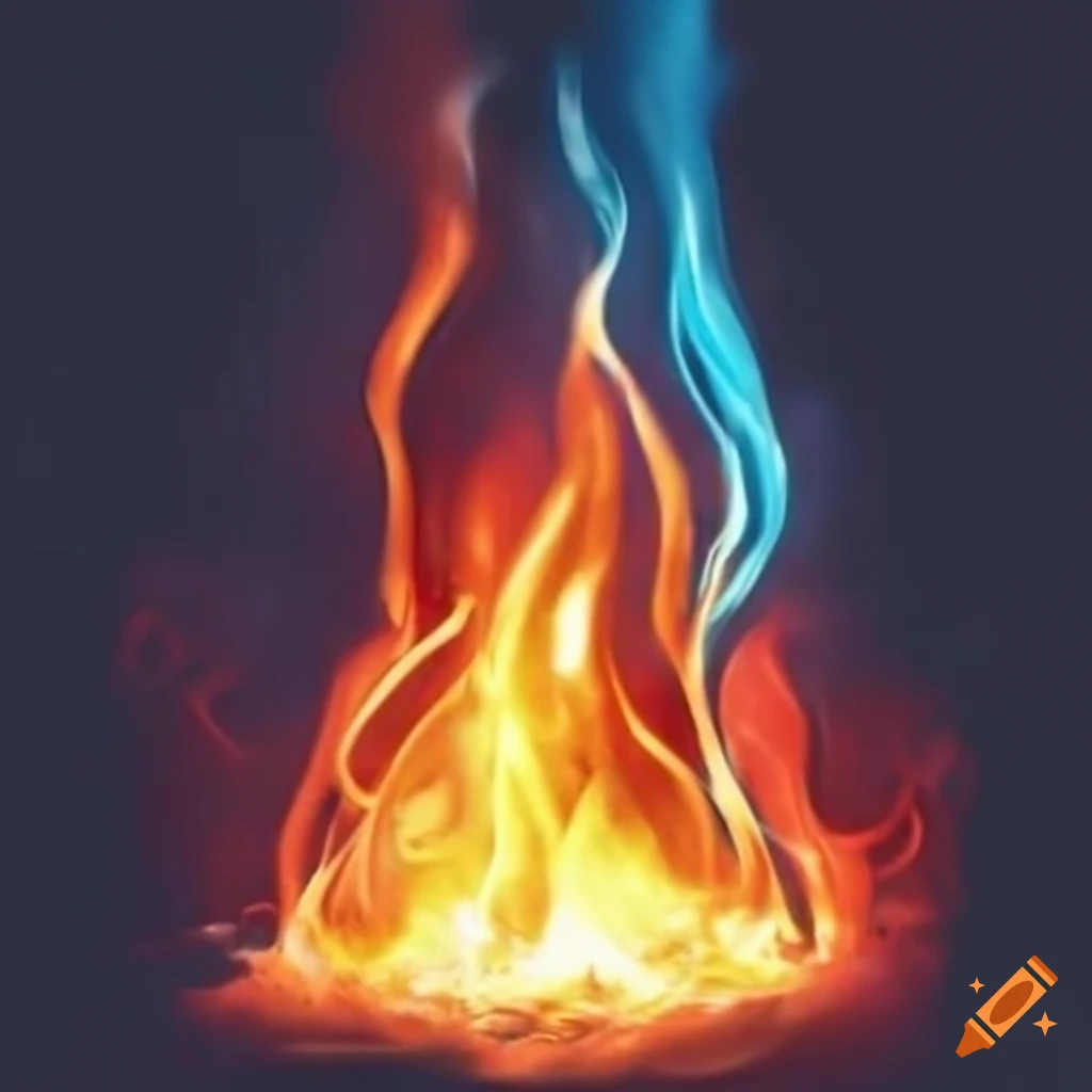 collage of water and fire elements