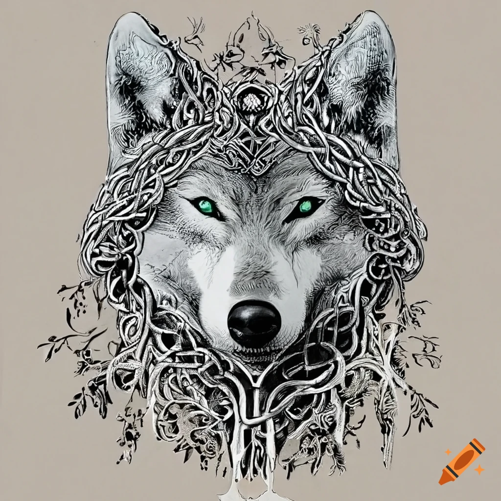 Tribal Wolf Stencil