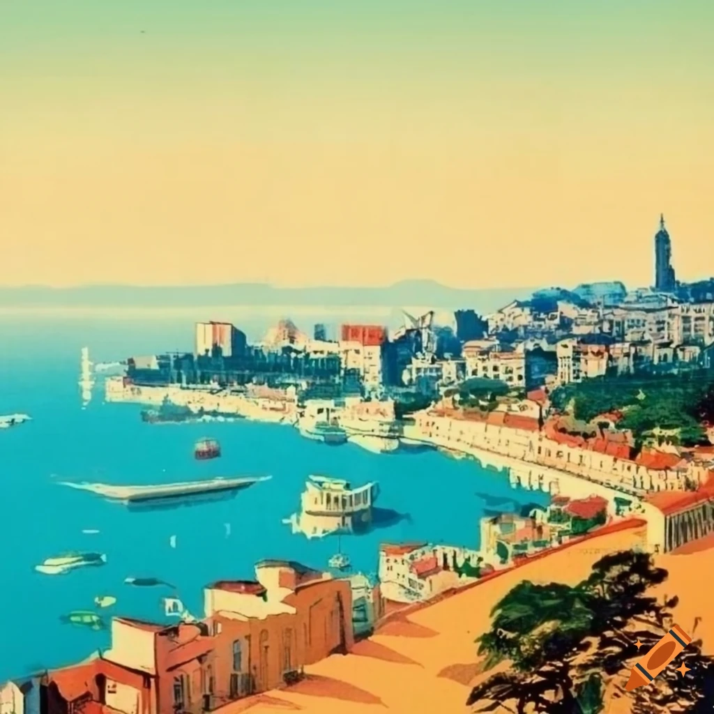 Vintage poster of toulon city, france on Craiyon