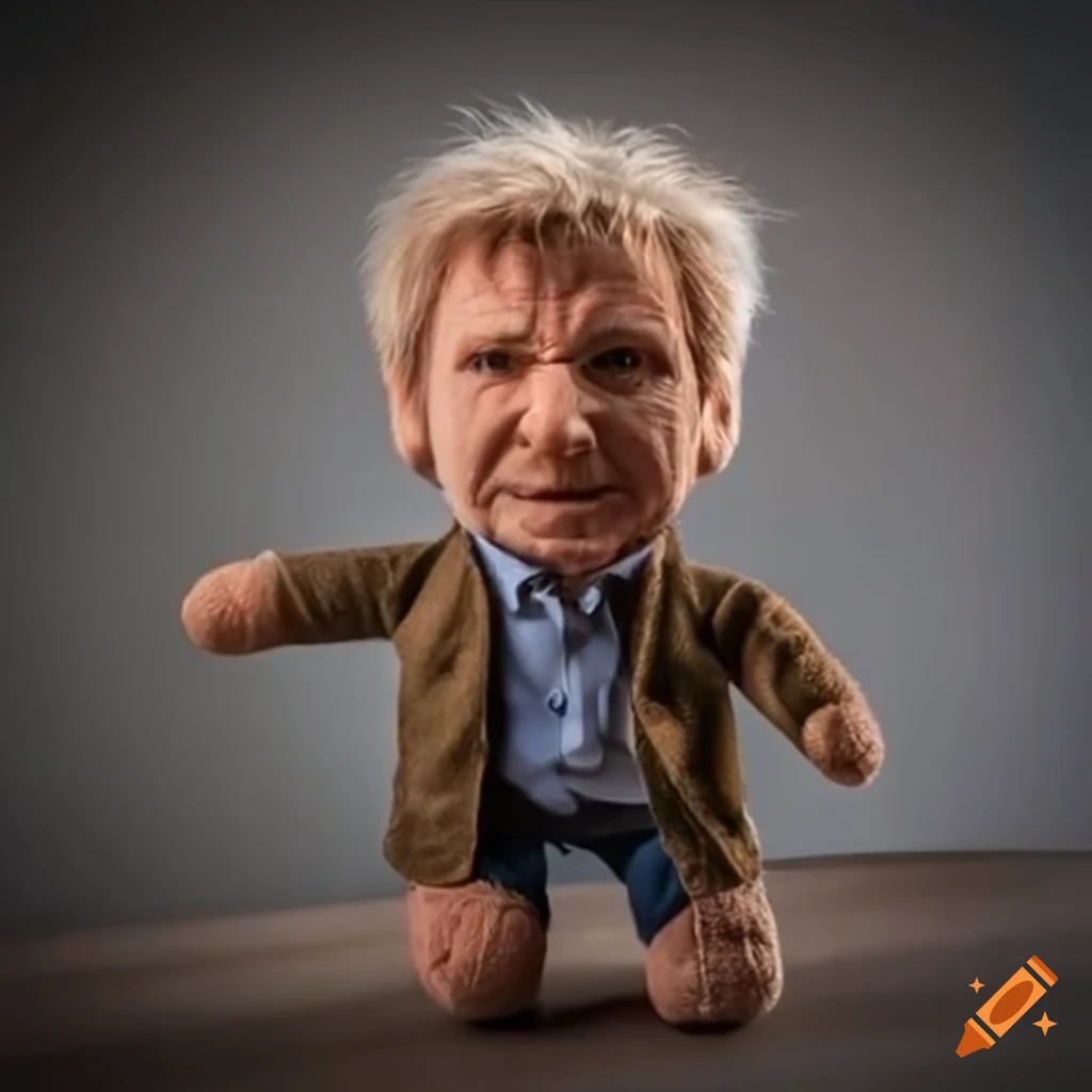 realistic plushie toy of Harrison Ford
