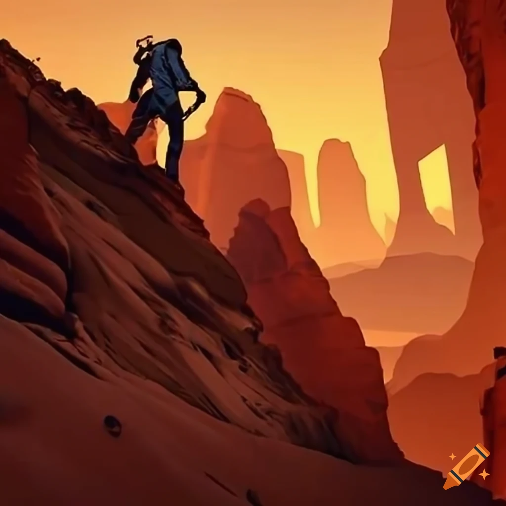 illustration of Ben exploring a desert canyon