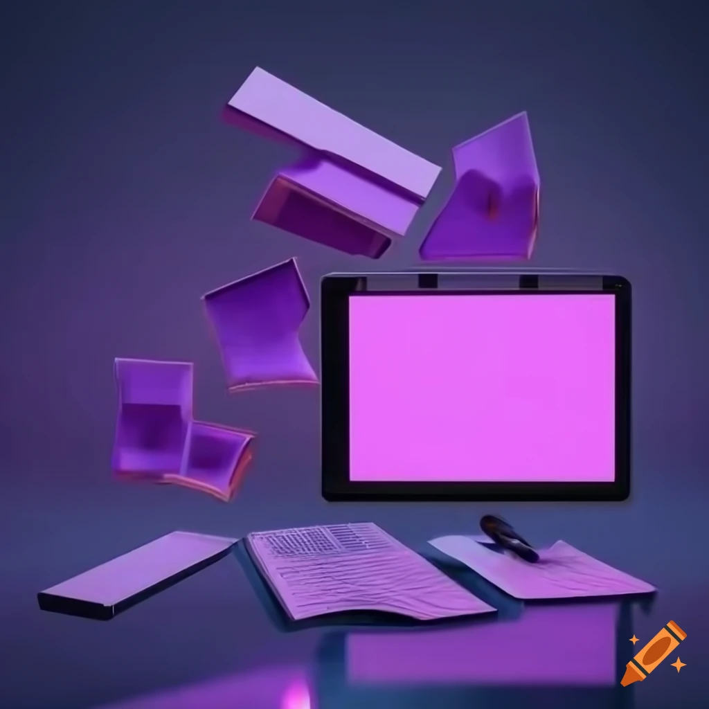 neon-lit cityscape with smartphone and book falling out of screen