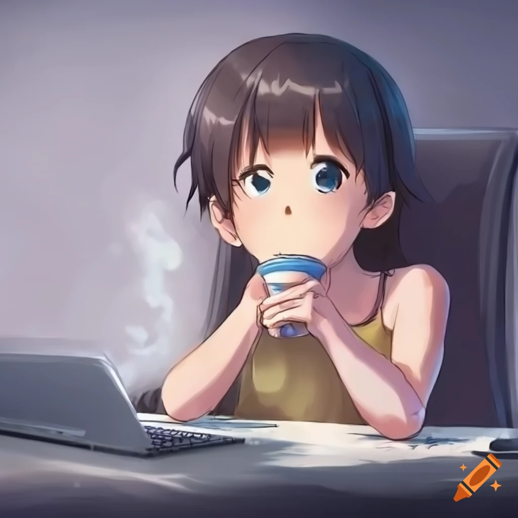 anime girl drinking boba by valonmars on DeviantArt