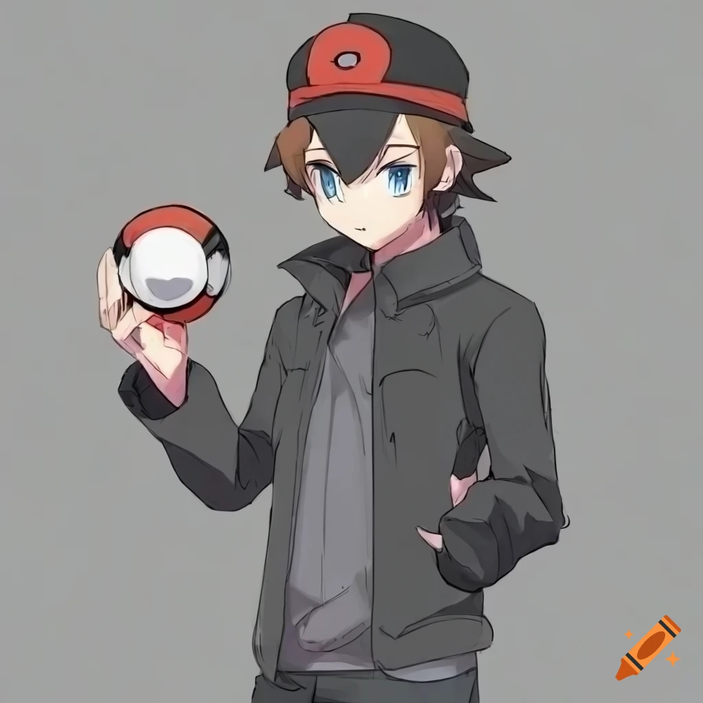 Pokemon trainer carrying his mudkip. his clothes are a black coat