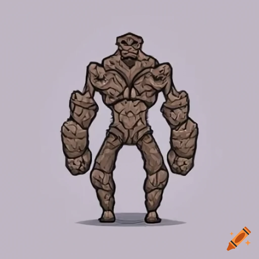 stone golem with elemental symbols