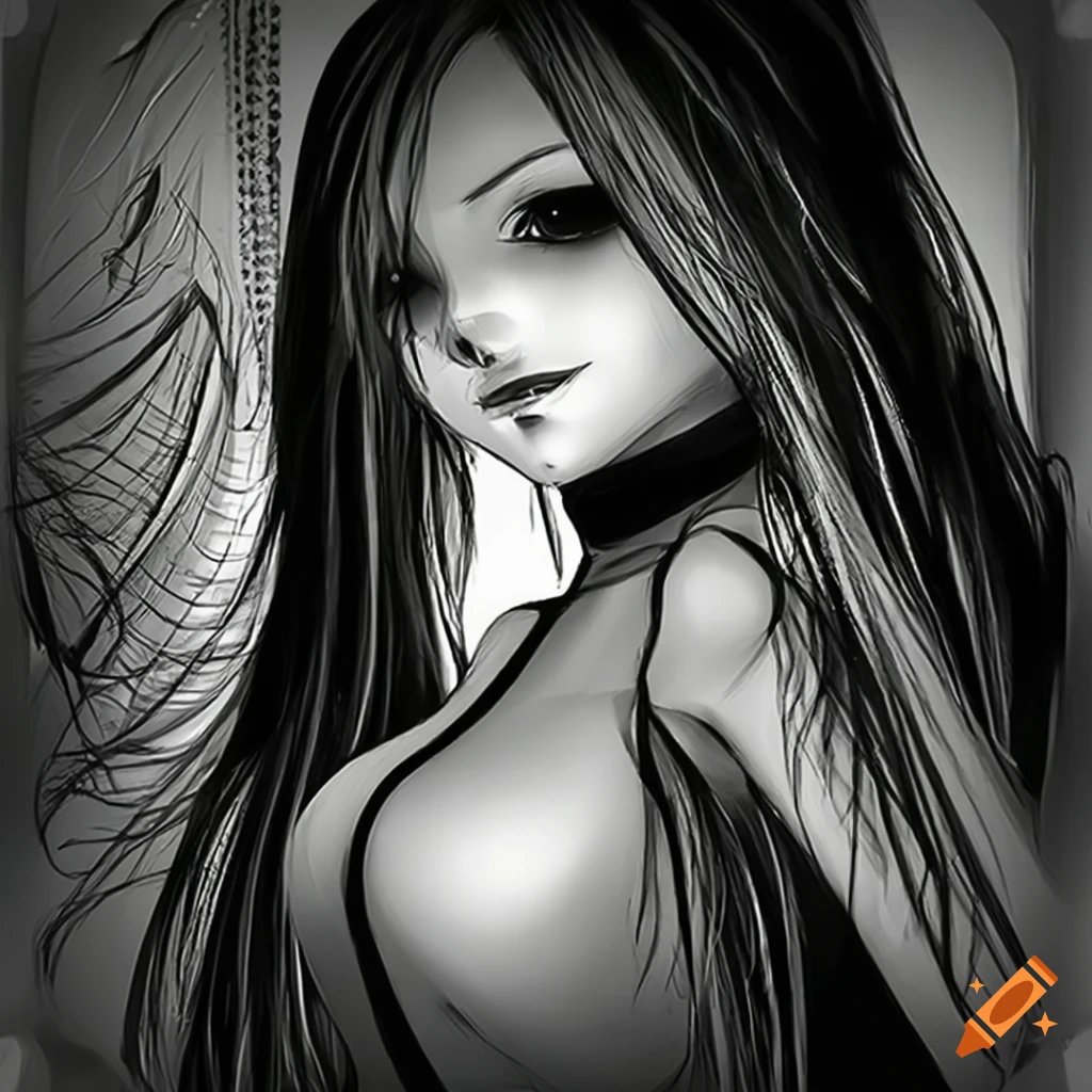 digital art of mesmerizing android with long hair