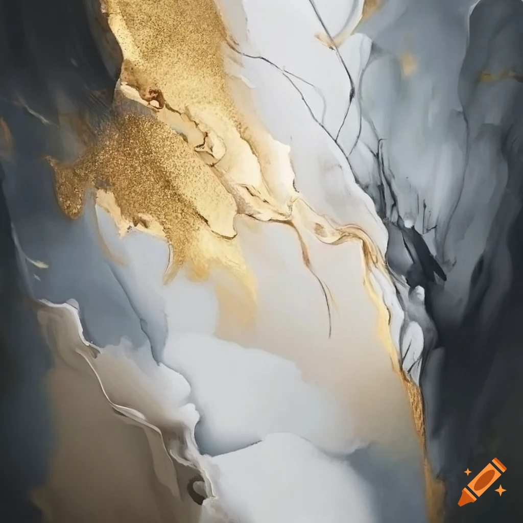 Abstract art with shades of grey and gold on Craiyon