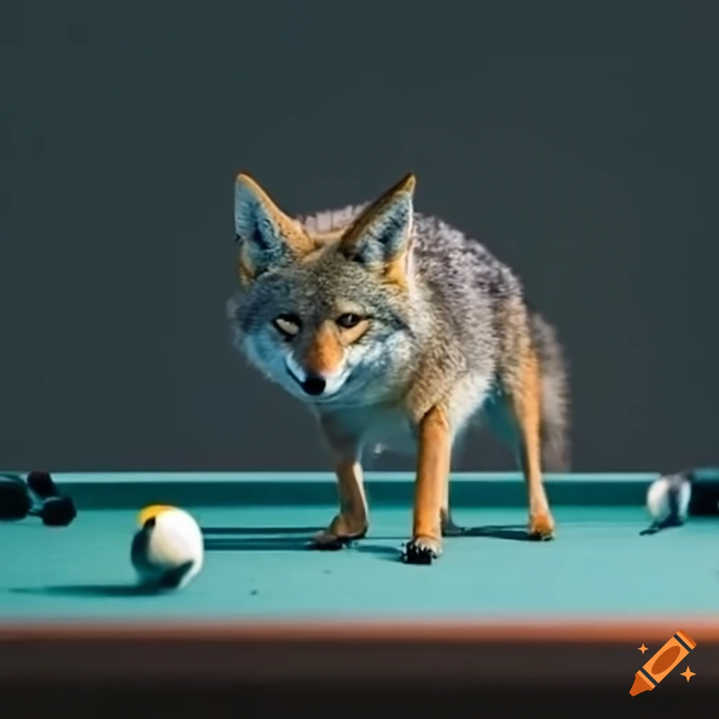 Coyote playing pool