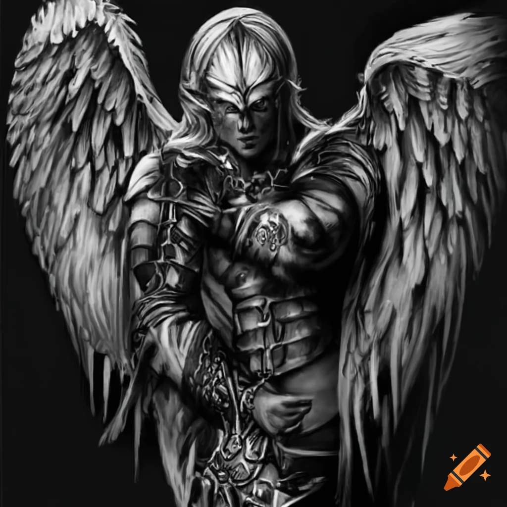 sherylsuenami:woman-warrior-angel-woman-angel-warrior-black-and-gray