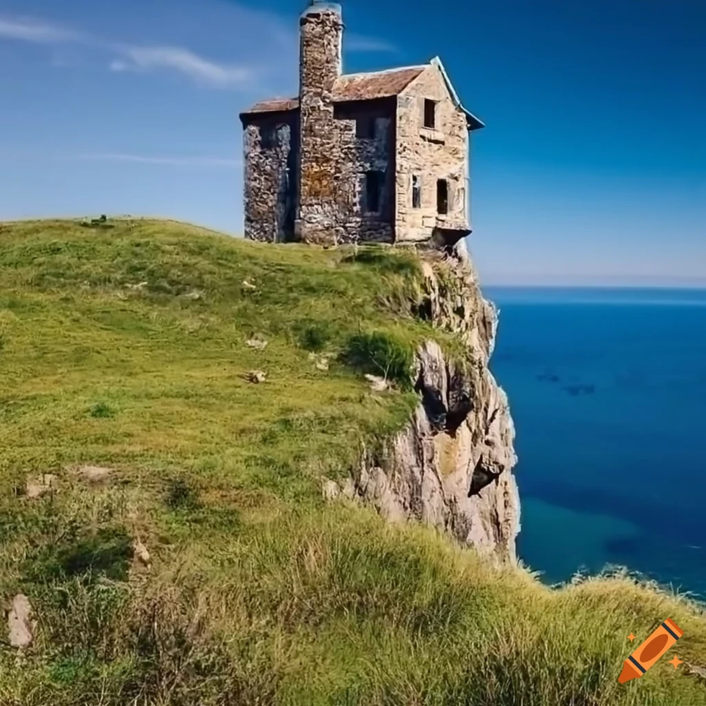 House On A Rocky Plateau In The Middle Of The Sea On Craiyon