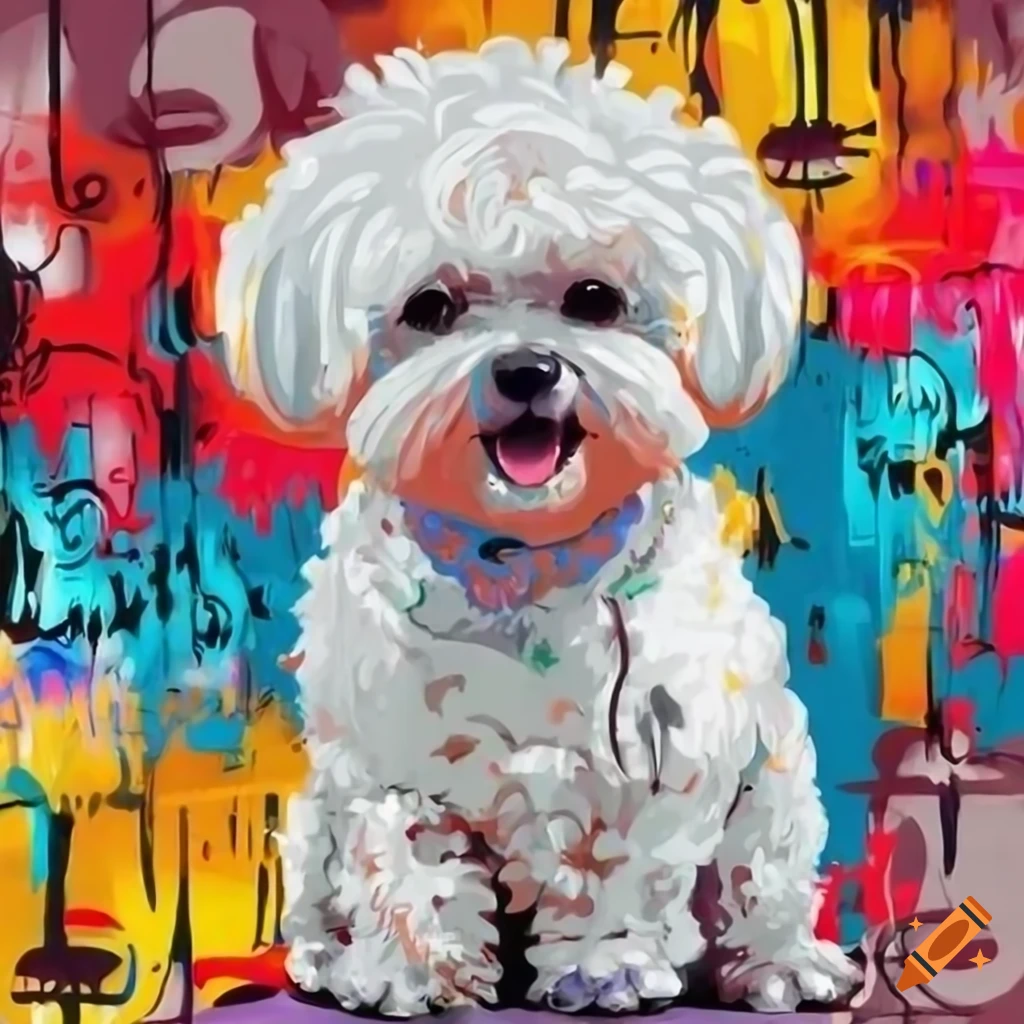 Bichon frisé dog with graffiti background on Craiyon