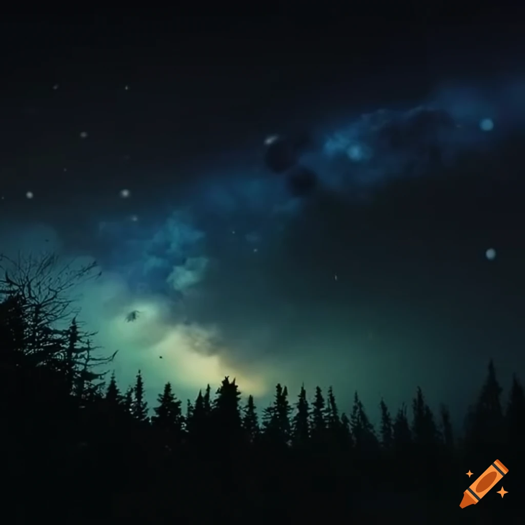moonlight shining over a destructed scene