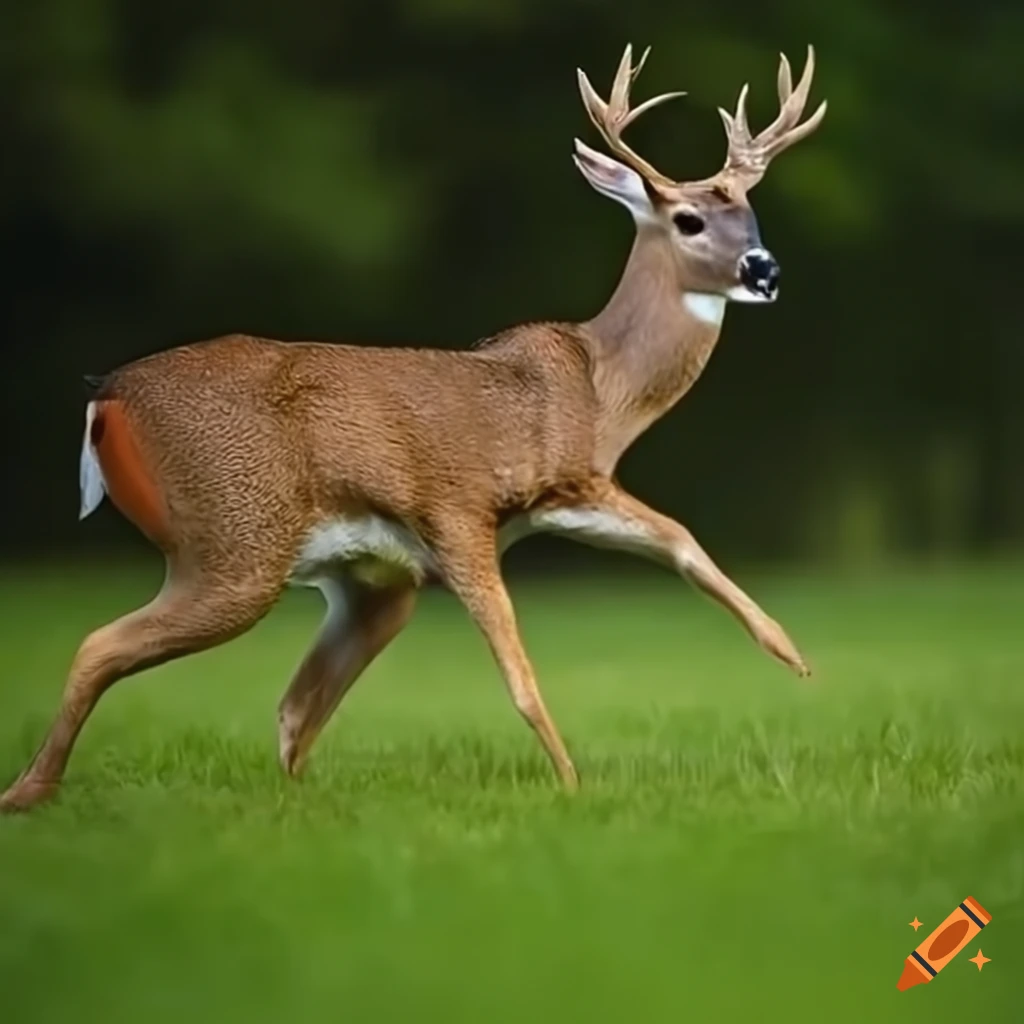 deer chasing a bird in the wild